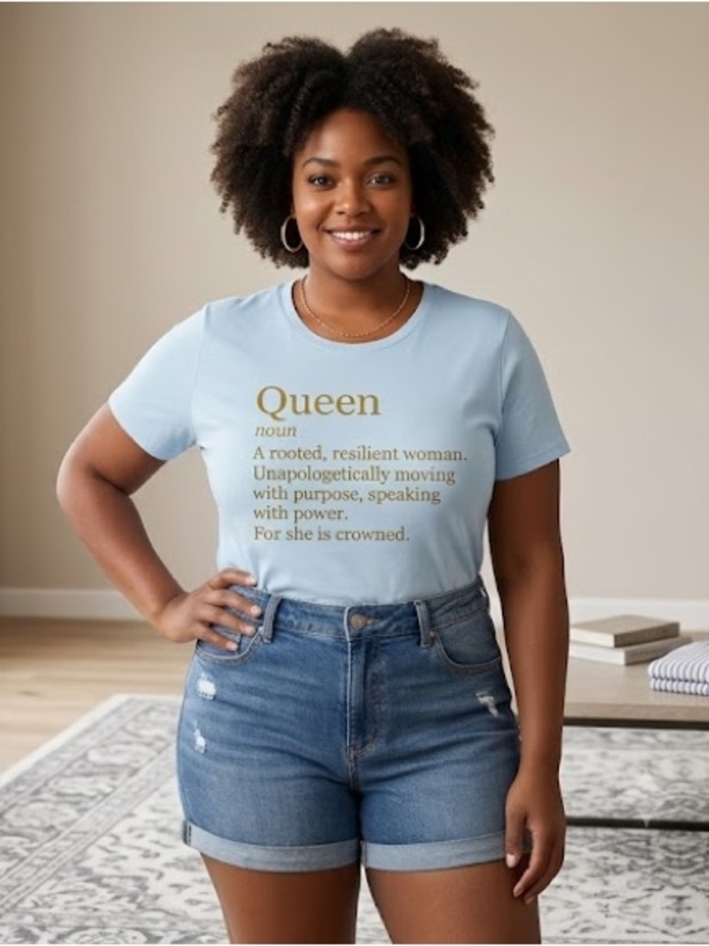 NWT Legendary Rootz Queen Graphic Tee 3X Plus Size Shirt Light Blue